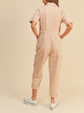 Indian Pink Washed Utility Jumpsuit