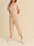 Indian Pink Washed Utility Jumpsuit