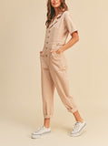 Indian Pink Washed Utility Jumpsuit