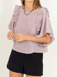 Ruffle Sleeve Boxy Top