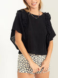 Ruffle Sleeve Boxy Top