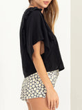 Ruffle Sleeve Boxy Top